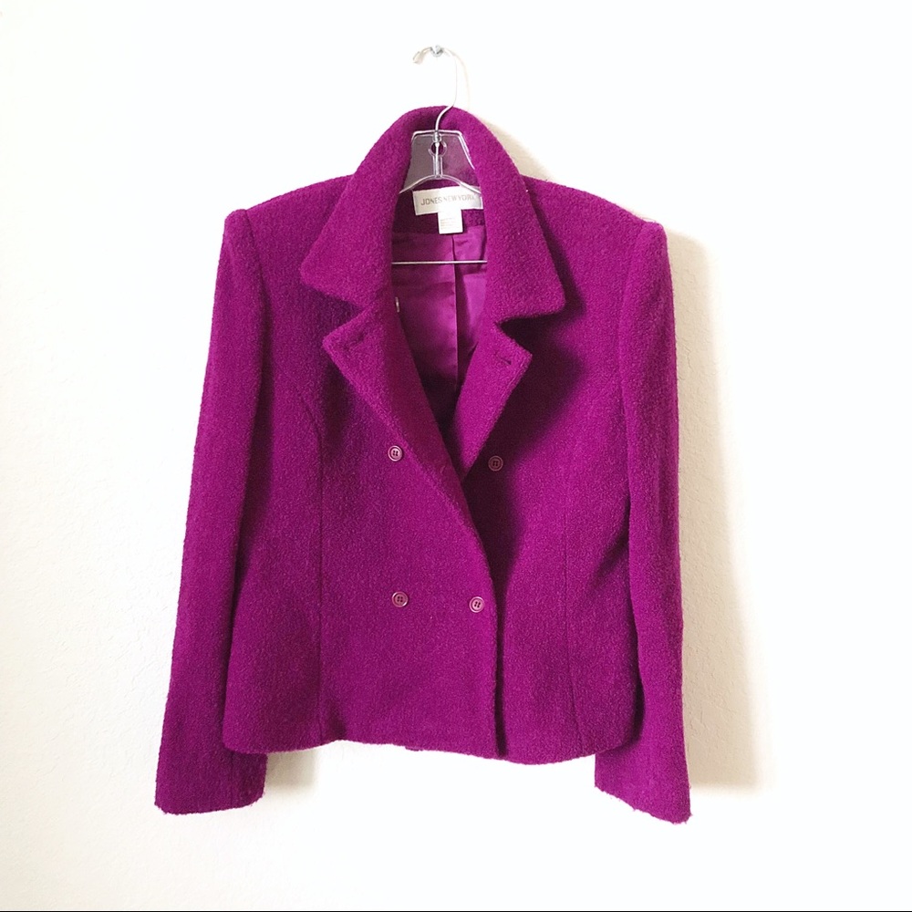 Vintage Fuschia Wool Pea Coat Crop Jacket!